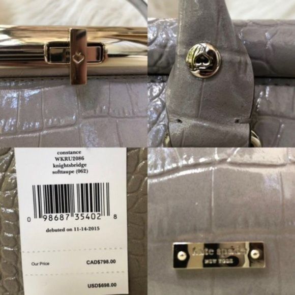 Kate Spade Knightsbridge Constance Large Satchel Tote โ Soft Taupe Croc Embossed - Picture 5 of 12